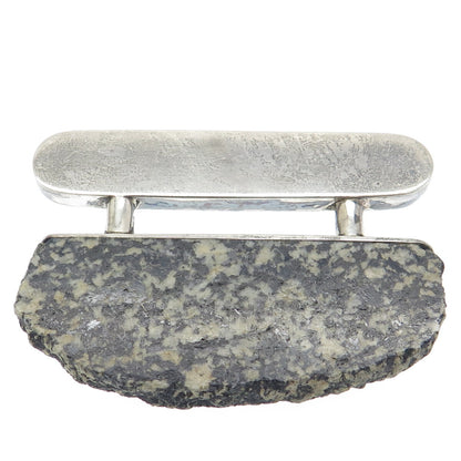 925 Sterling Silver Vintage Real Diorite Modernist Pin Brooch