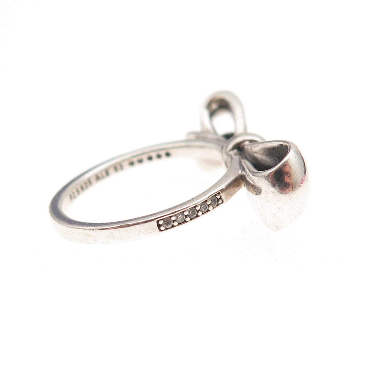 Pandora 925 Sterling Silver C Z Brilliant Bow Ring Size 5.5