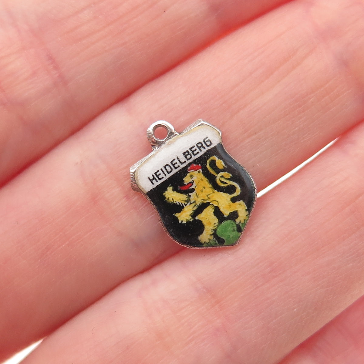 935 Silver Vintage Enamel Heidelberg Germany Mini Charm Pendant