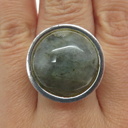 ROBERT LEE MORIS 925 Sterling Silver Vintage Real Labradorite Gem Ring Size 7.75