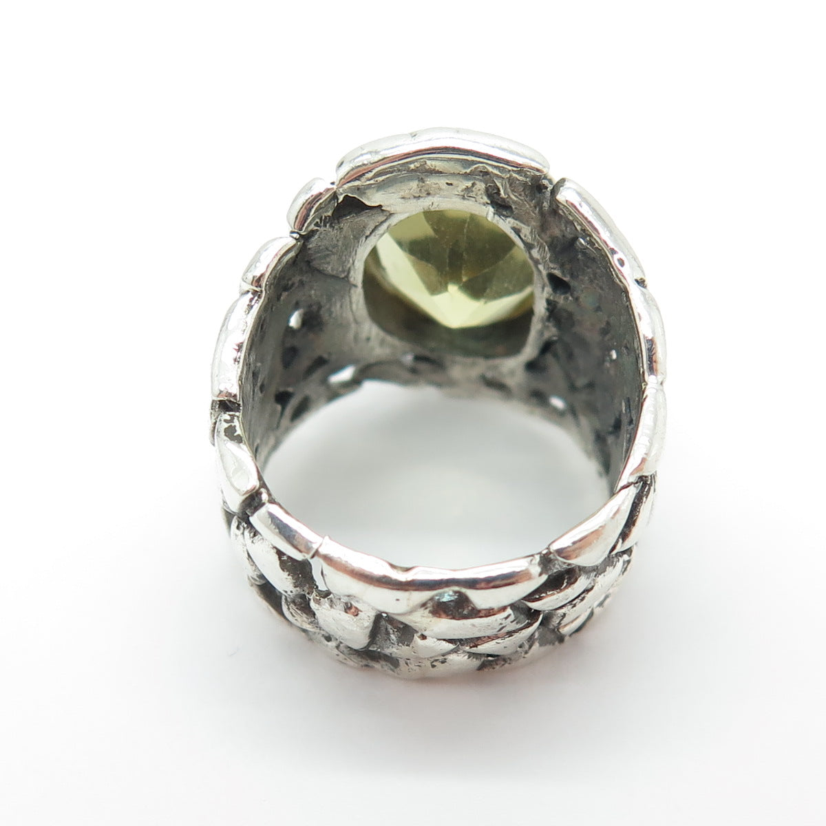 925 Sterling Silver Vintage Real Citrine Nugget Oxidized Ring Size 6