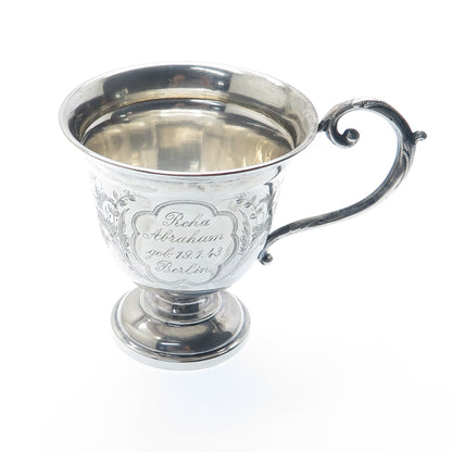 800 Silver Antique WWII Engraved Berlin Judaica Floral Teacup