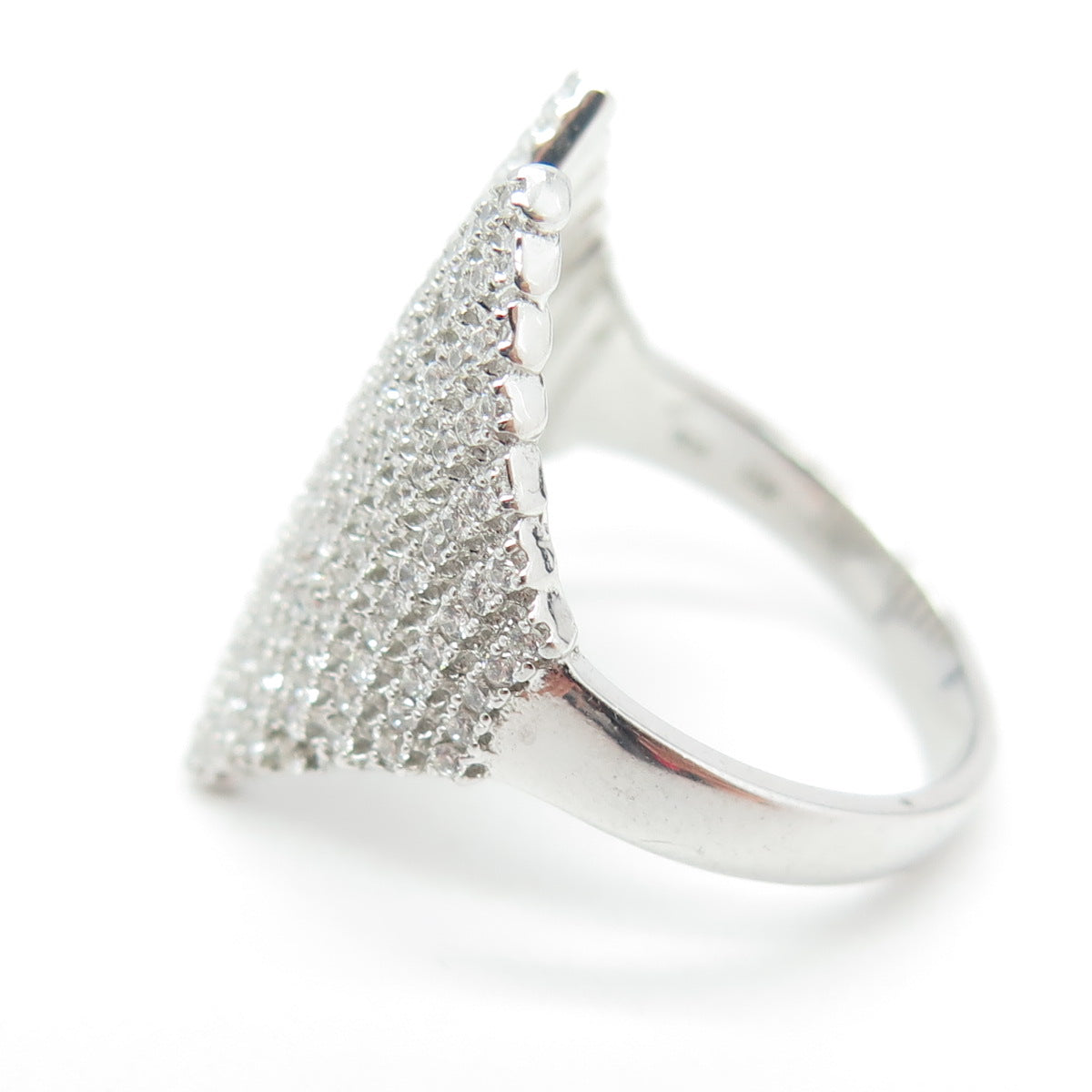 925 Sterling Silver Pave C Z Wings Ring Size 7.75