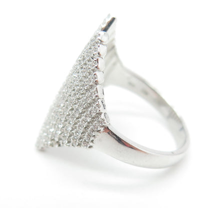 925 Sterling Silver Pave C Z Wings Ring Size 7.75