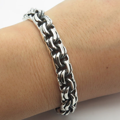 925 Sterling Silver Vintage Mexico Fancy Cable Link Bracelet 7.25"