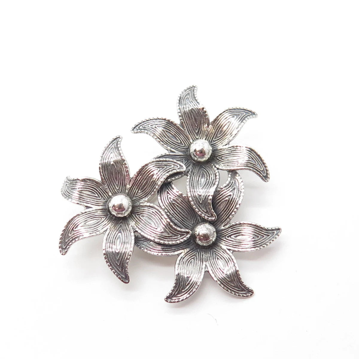 925 Sterling Silver Antique Art Deco Beau Flower Blossom Pin Brooch