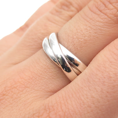 925 Sterling Silver Vintage Interlocked Trinity Band Ring Size 6.75