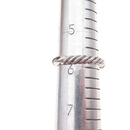 David Yurman 925 Sterling Silver 14K Gold Vintage Real Pearl Twisted Ring Size 6