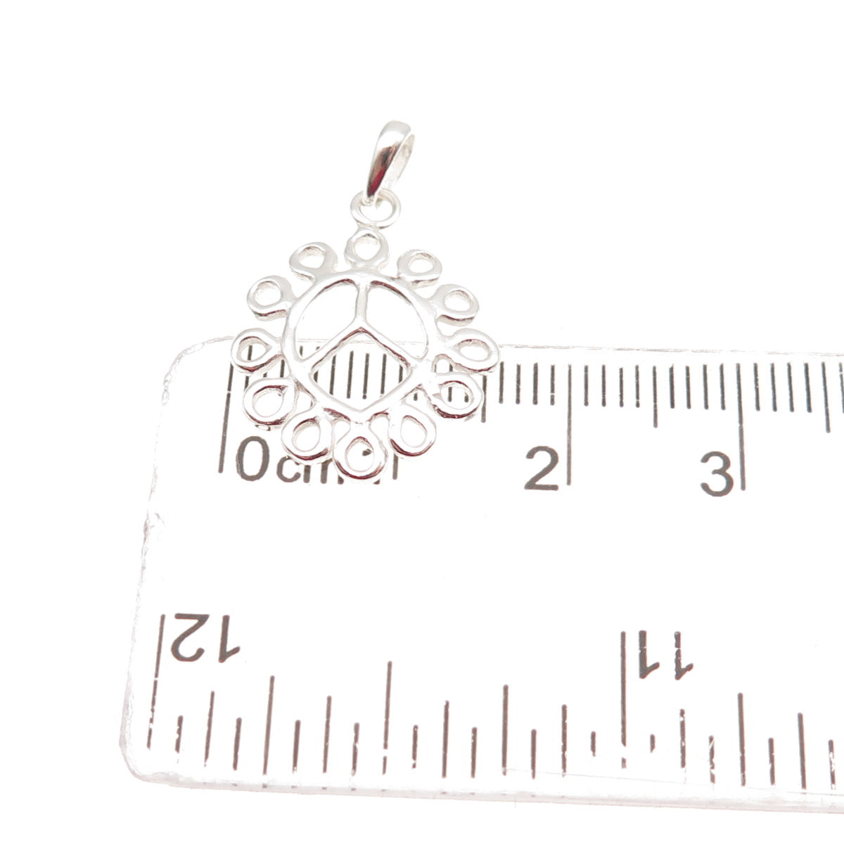925 Sterling Silver Vintage Peace Symbol Swirl Charm Pendant