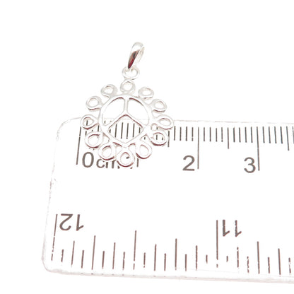 925 Sterling Silver Vintage Peace Symbol Swirl Charm Pendant