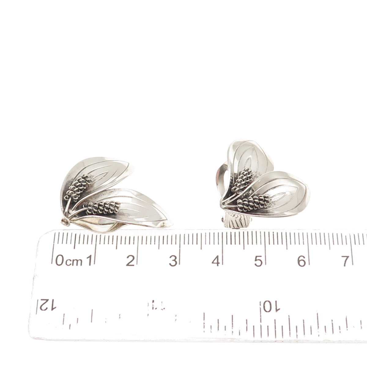 Aerre & Krogs Eftf Sterling Silver Vintage Denmark Calla Lily Clip On Earrings