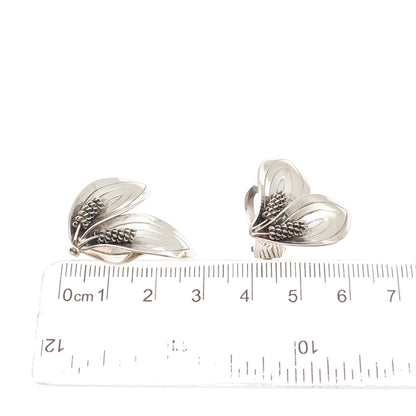 Aerre & Krogs Eftf Sterling Silver Vintage Denmark Calla Lily Clip On Earrings