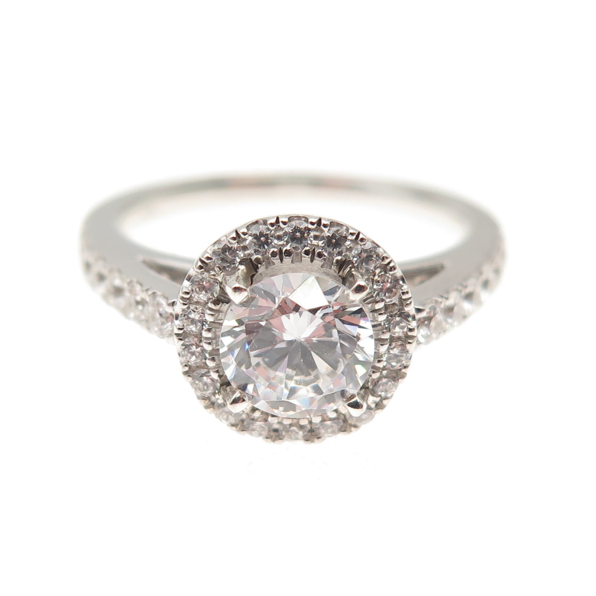 925 Sterling Silver Round-Cut C Z Engagement Ring Size 6.5