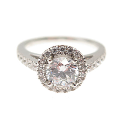 925 Sterling Silver Round-Cut C Z Engagement Ring Size 6.5
