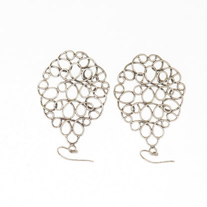 925 Sterling Silver Vintage Modernist Swirl Teardrop Earrings