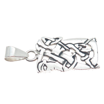 925 Sterling Silver Vintage Celtic Kells Oxidized Pendant