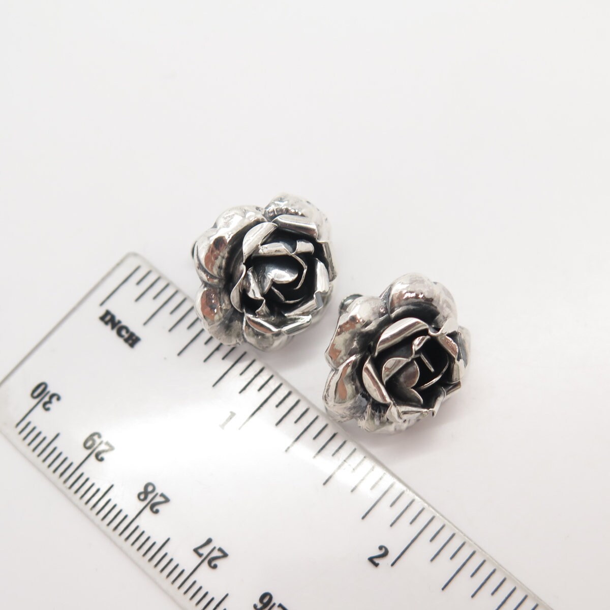 925 Sterling Silver Vintage Rose Floral Screw Back Earrings