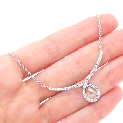 ATI ANNIKA WITT 925 Sterling Silver Champagne & White C Z Chain Necklace 16"