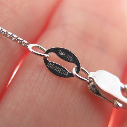 925 Sterling Silver Real Amethyst & Citrine Box Chain Necklace 18"