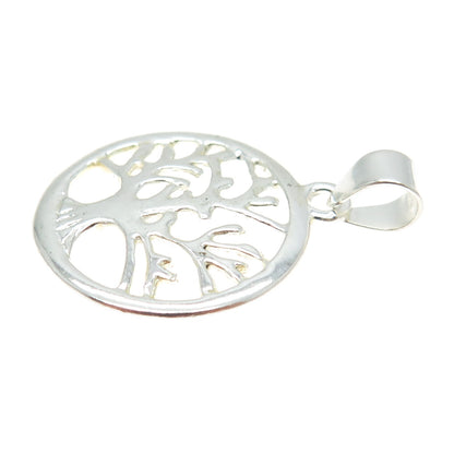 925 Sterling Silver Vintage Tree of Life Round Charm Pendant