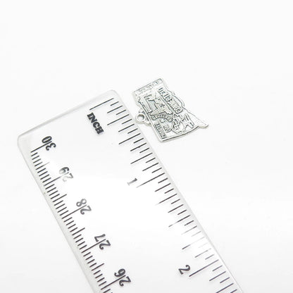 925 Sterling Silver Vintage "Connecticut" State Map Charm Pendant