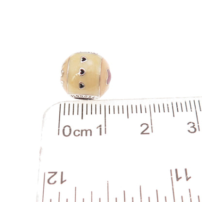 Pandora 925 Sterling Silver Enamel Love Mom Slide Bead Charm