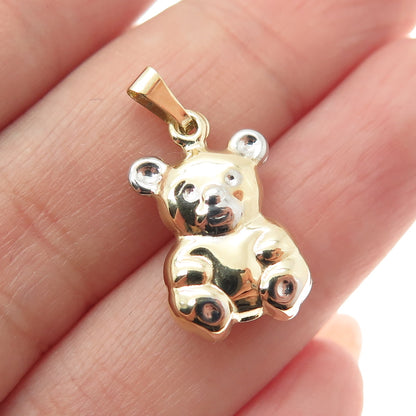 14K Yellow Gold Teddy Bear Minimalist Charm Pendant