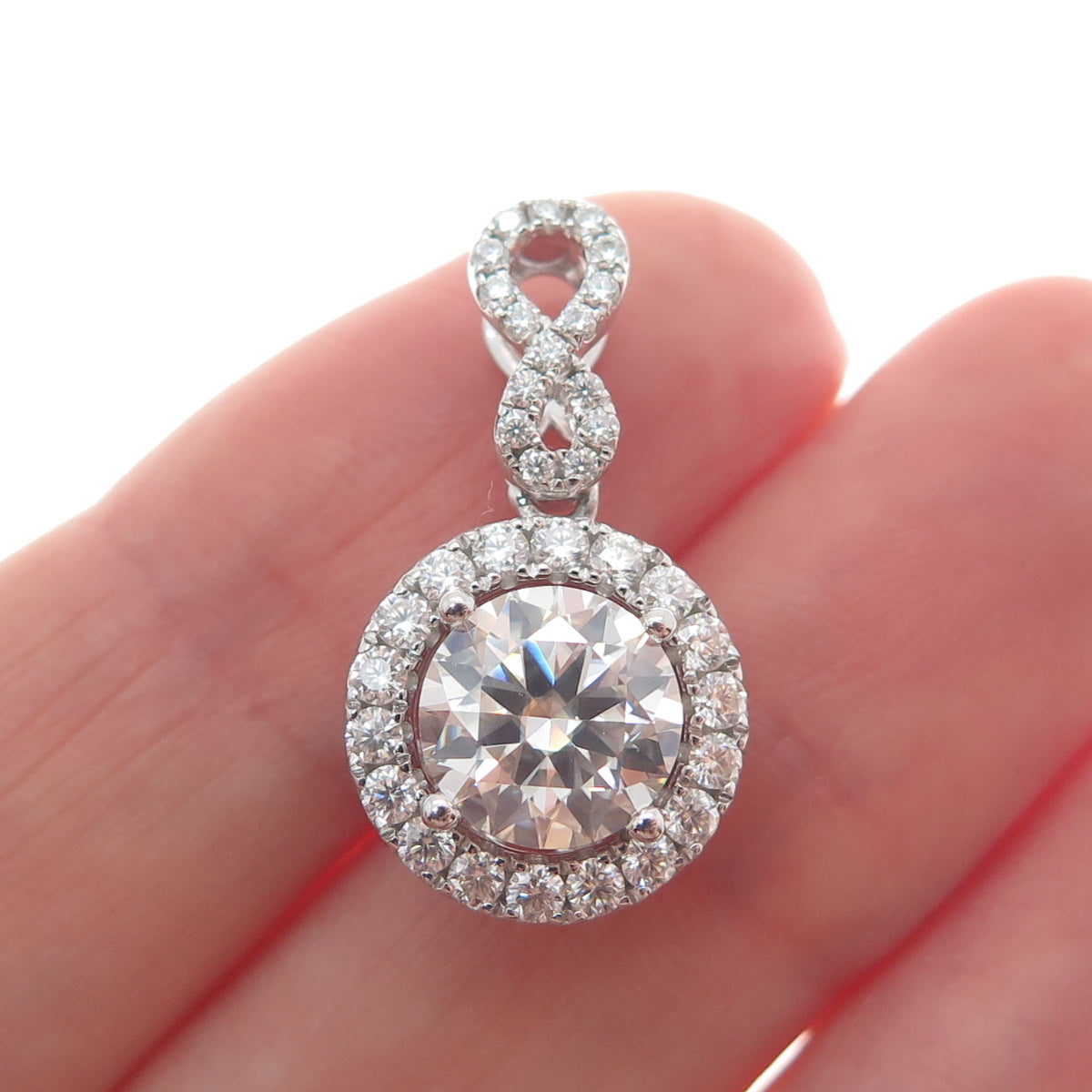 925 Sterling Silver Real Round-Cut 2.01ct & 0.623ct Moissanite Mini Pendant