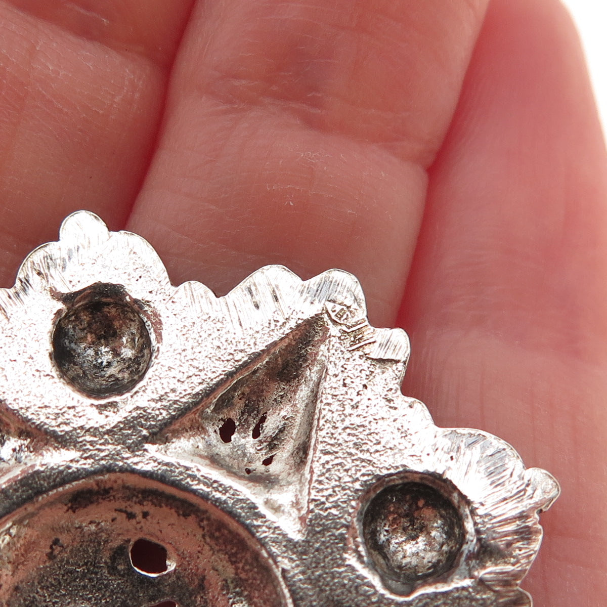 800 Silver Antique Art Deco Arabic Script Filigree Star Oxidized Pin Brooch
