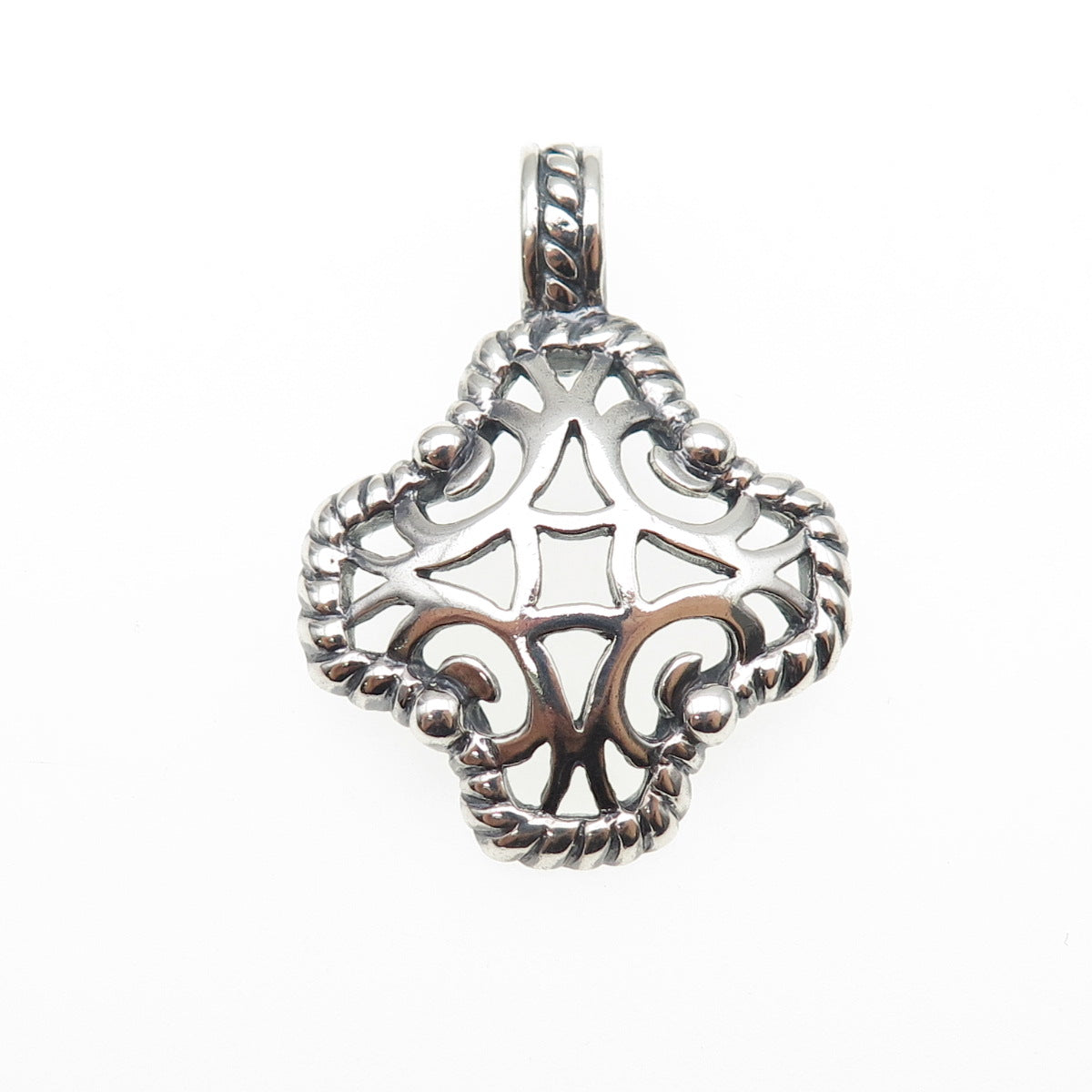 925 Sterling Silver Vintage Ornate Cross Oxidized Charm Pendant