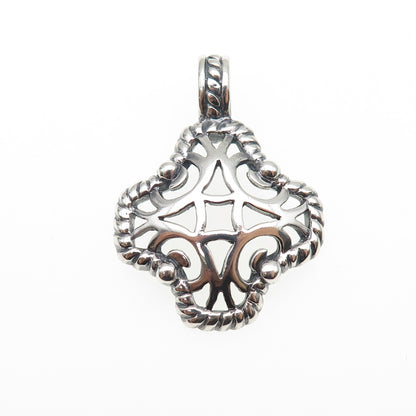 925 Sterling Silver Vintage Ornate Cross Oxidized Charm Pendant