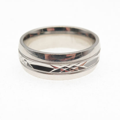 925 Sterling Silver Diamond-Cut Band Ring Size 11