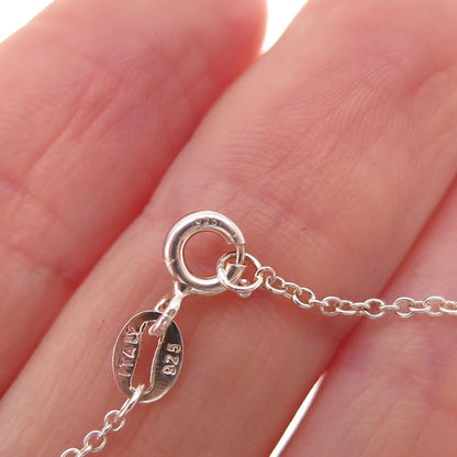925 Sterling Silver Real Round-Cut Diamond Teardrop Cable Chain Necklace 18"