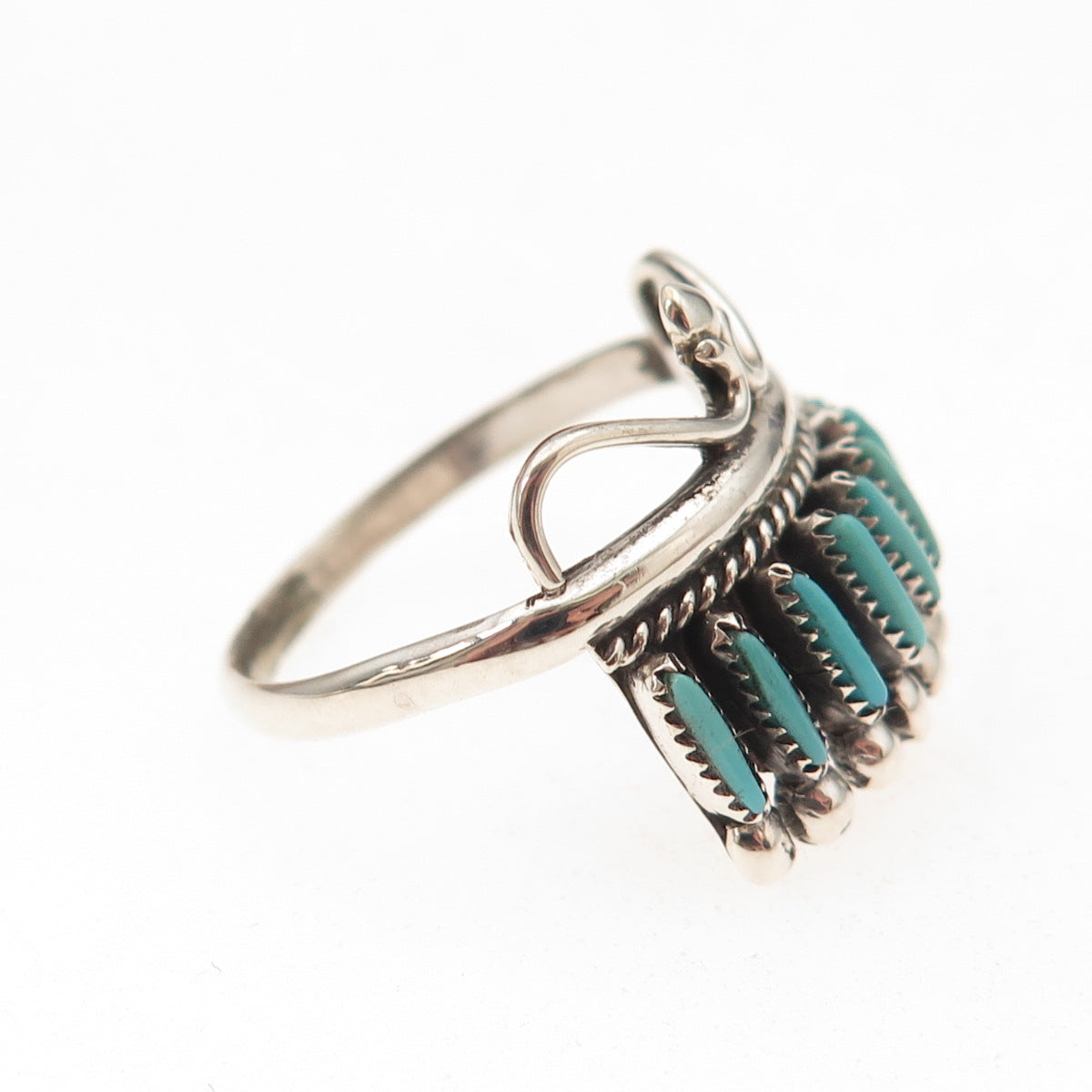 Sherry Sandoval Navajo Old Pawn 925 Sterling Turquoise Needlepoint Ring Size 7
