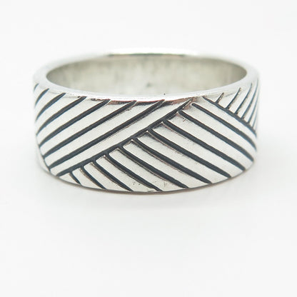 925 Sterling Silver Vintage Woven Band Ring Size 12.75