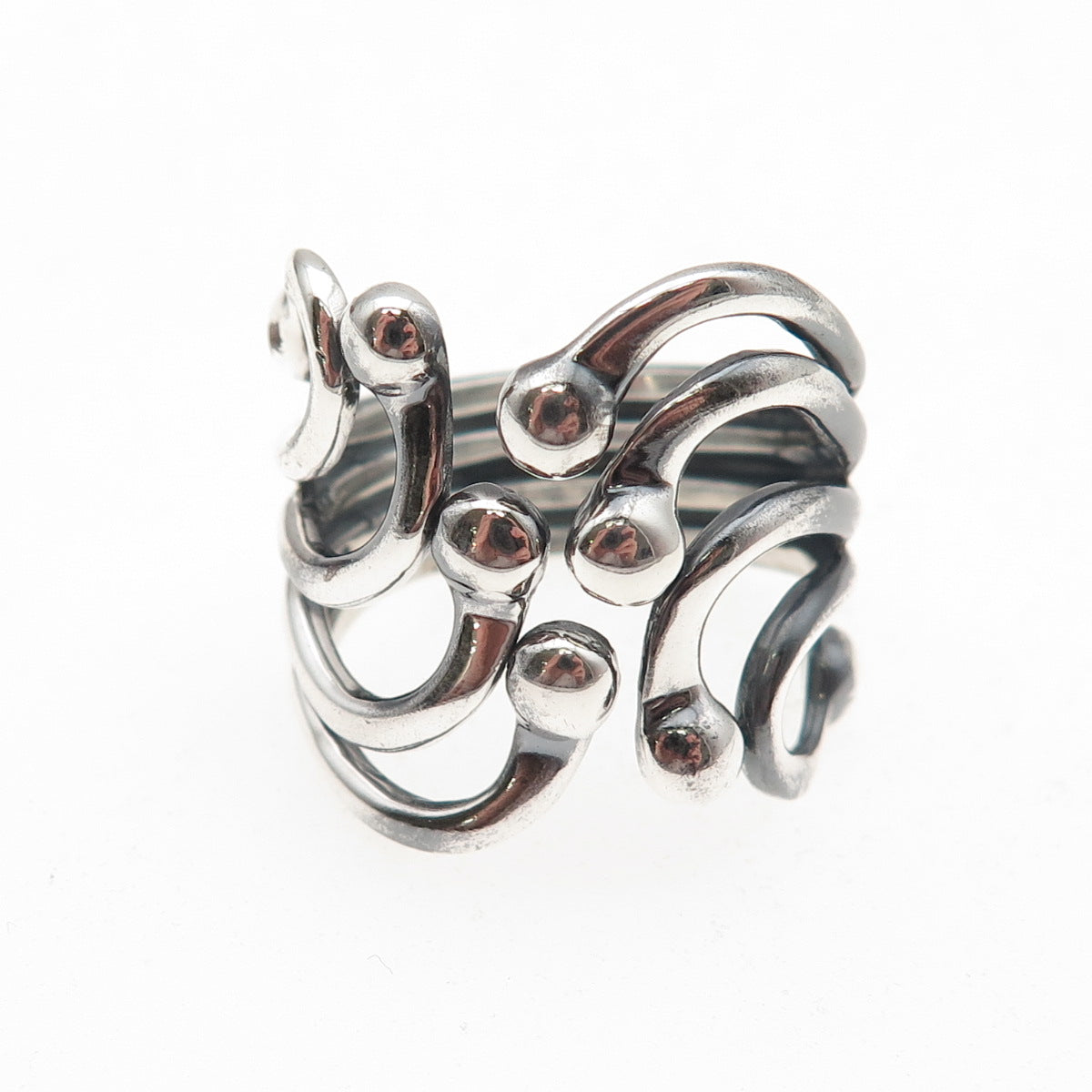 ATI Annika Witt 925 Sterling Silver Vintage Modernist Adjustable Ring Size 8.75