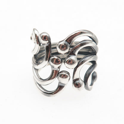 ATI Annika Witt 925 Sterling Silver Vintage Modernist Adjustable Ring Size 8.75
