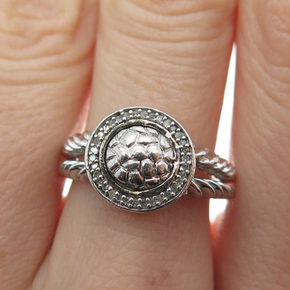 AV DIAMOND 925 Sterling Silver Real Round-Cut Diamond Promise Ring Size 6.75