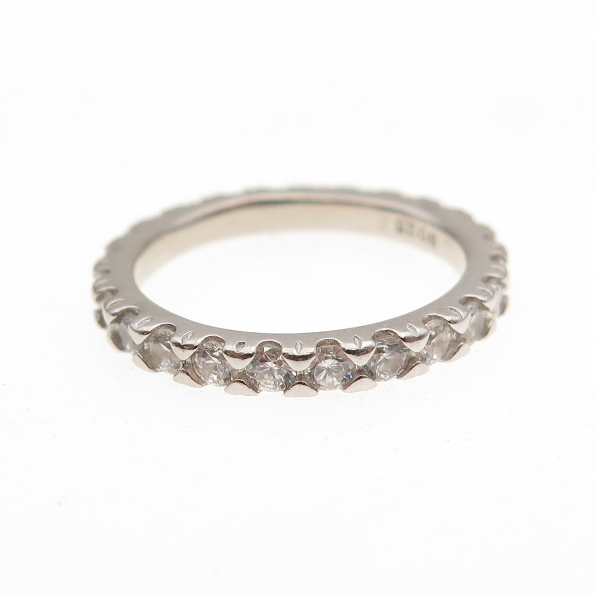 925 Sterling Silver Round-Cut C Z Eternity Band Ring Size 7.25