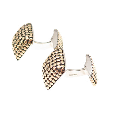 John Hardy 925 Sterling Silver 18K Gold Vintage Dotted Cufflinks (missing part)