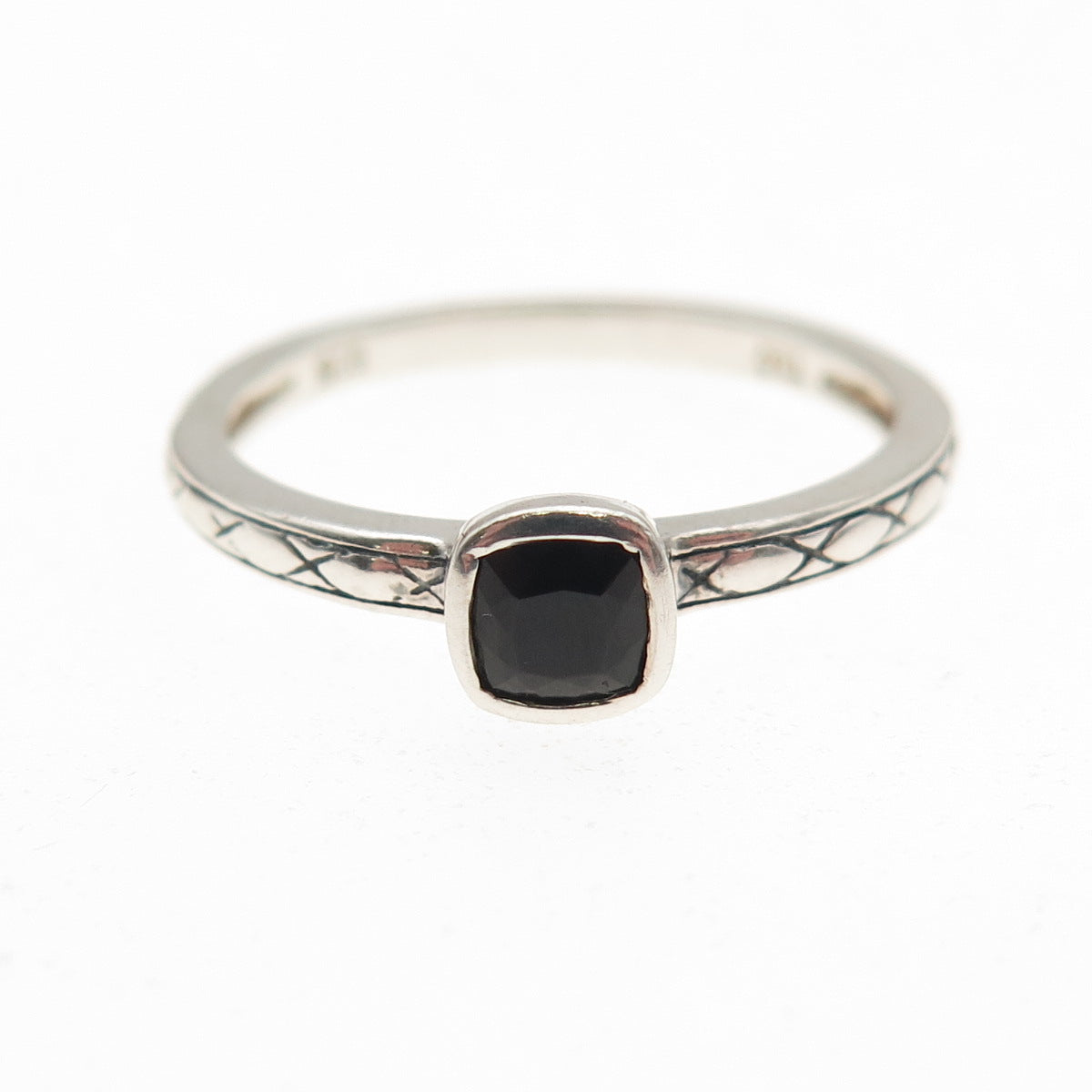 Town & Country 925 Sterling Silver Vintage Real Black Onyx Ring Size 7.5