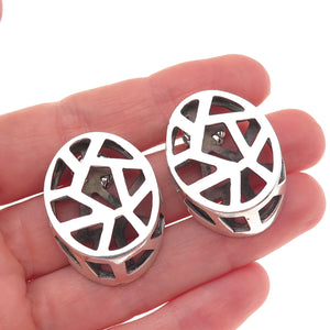 Victoria Varga 925 Sterling 14K Gold Posts Vintage Modernist Oxidized Earrings