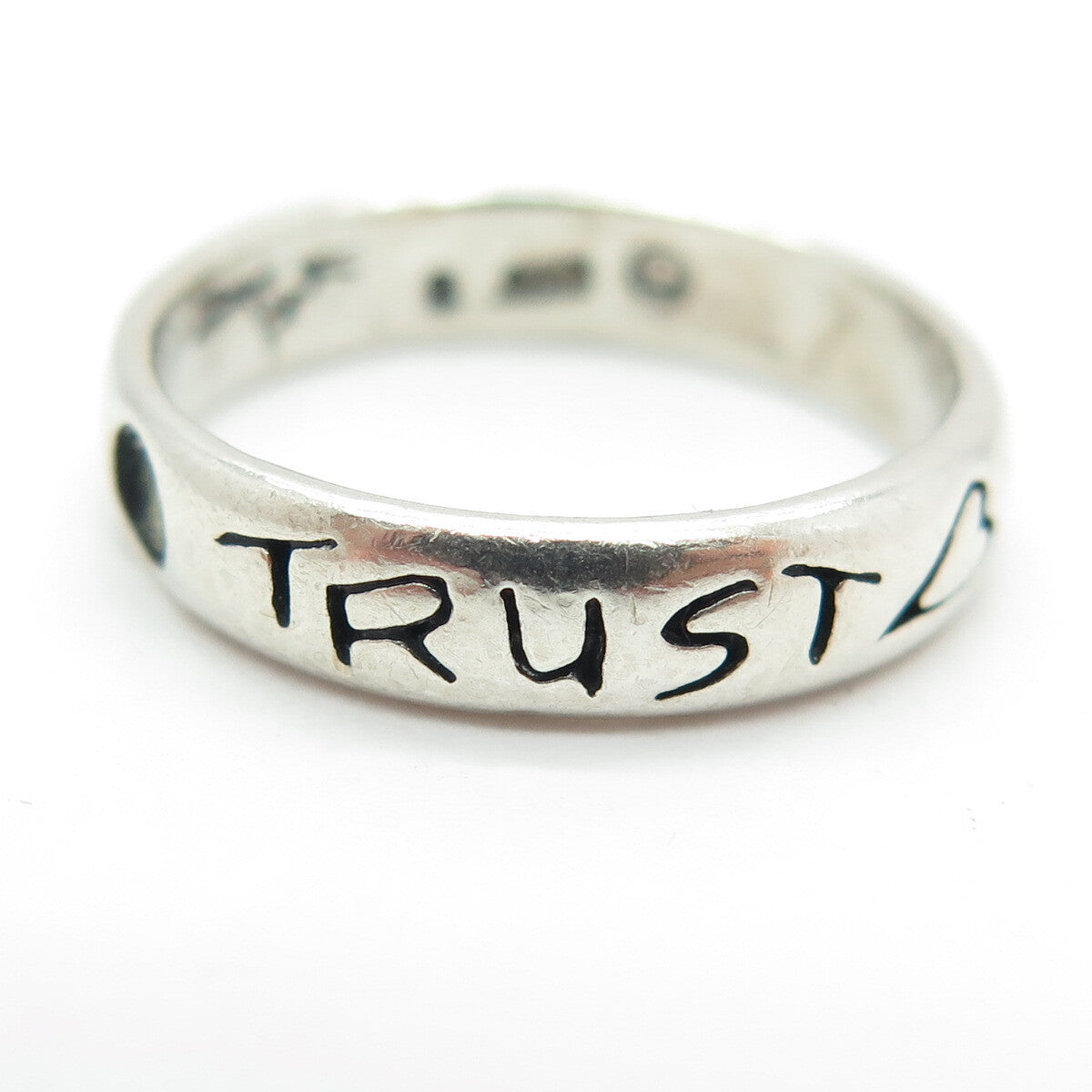 SHUBE 925 Sterling Silver Vintage "Trust" Band Ring Size 7.25