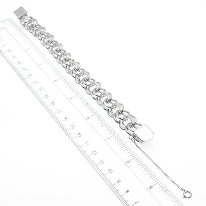 925 Sterling Silver Antique Art Deco Bismark Link Bracelet 7"