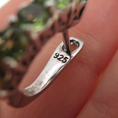 925 Sterling Silver Real Round-Cut Peridot Earrings