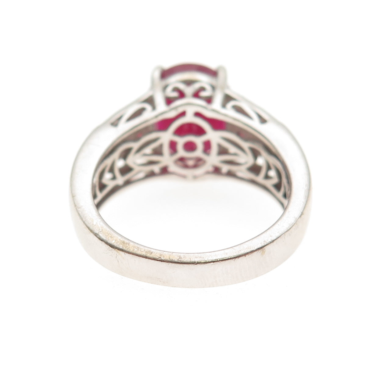 Chuck Clemency 925 Sterling Silver 2-Tone Real Ruby Ring Size 8.25