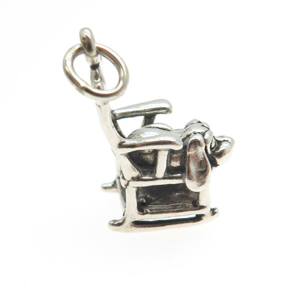 SUN WEST 925 Sterling Silver Vintage Dog in a Rocking Chair Pendant