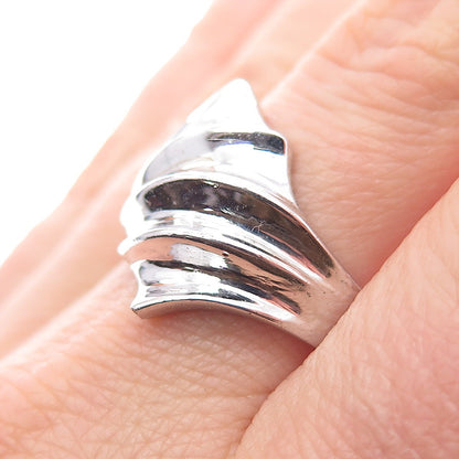 925 Sterling Silver Vintage Modernist Bypass Ring Size 8.75