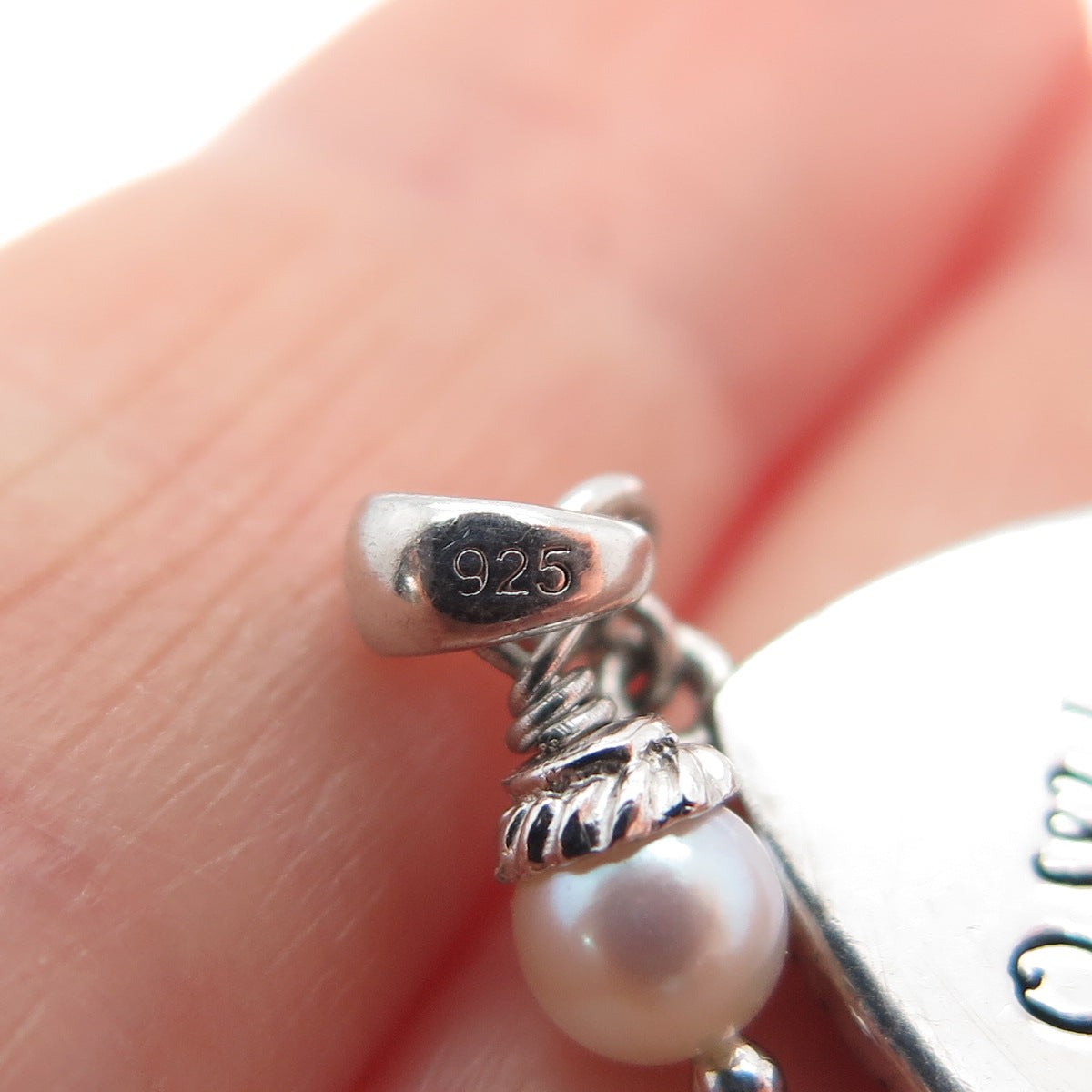 O.W.L. 925 Sterling Silver Vintage Real Pearl Love Heart Minimalist Pendant