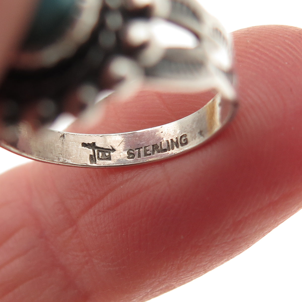 Bell Trading Post Old Pawn 925 Sterling Vintage Turquoise Beaded Ring Size 4.25